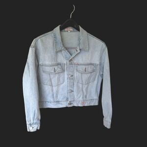 Guess Jeans Vintage Denim Jacket Light Wash Cropped Made in USA Womens Medium